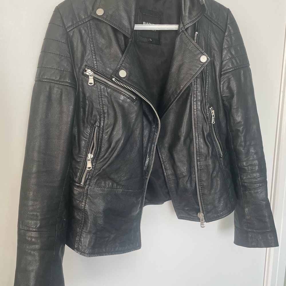 Barney’s moto real lamb skin leather jacket